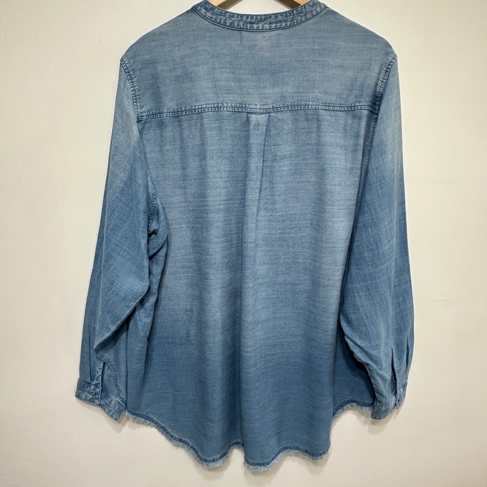 Cloth & Stone Anthropologie Tencel Button Down Shirt Womens Plus 2X Blue Relaxed - Picture 9 of 9